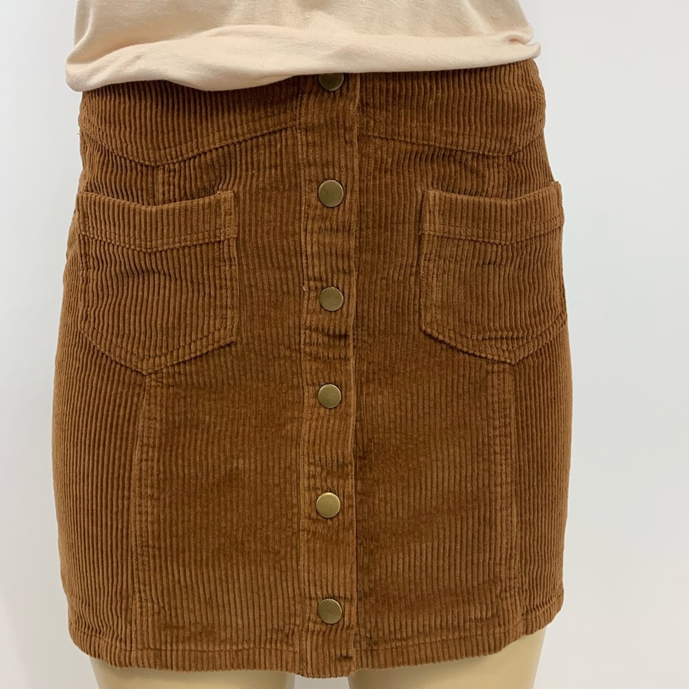 Blakely Corduroy Brown Button Skirt Size M